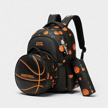 sac a dos enfant 8 ans garcon basketball noir vue de face