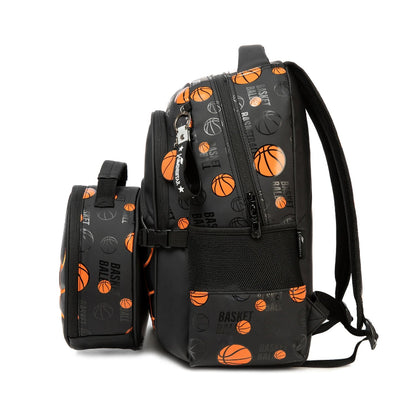 sac a dos enfant 8 ans garcon basketball noir vue de profil