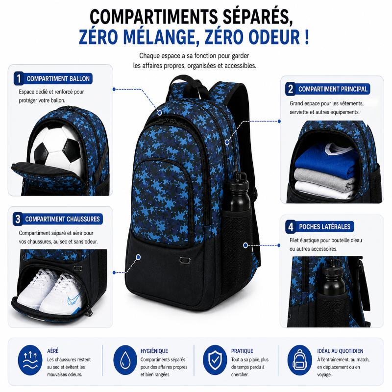 sac a dos enfant foot compartiments 