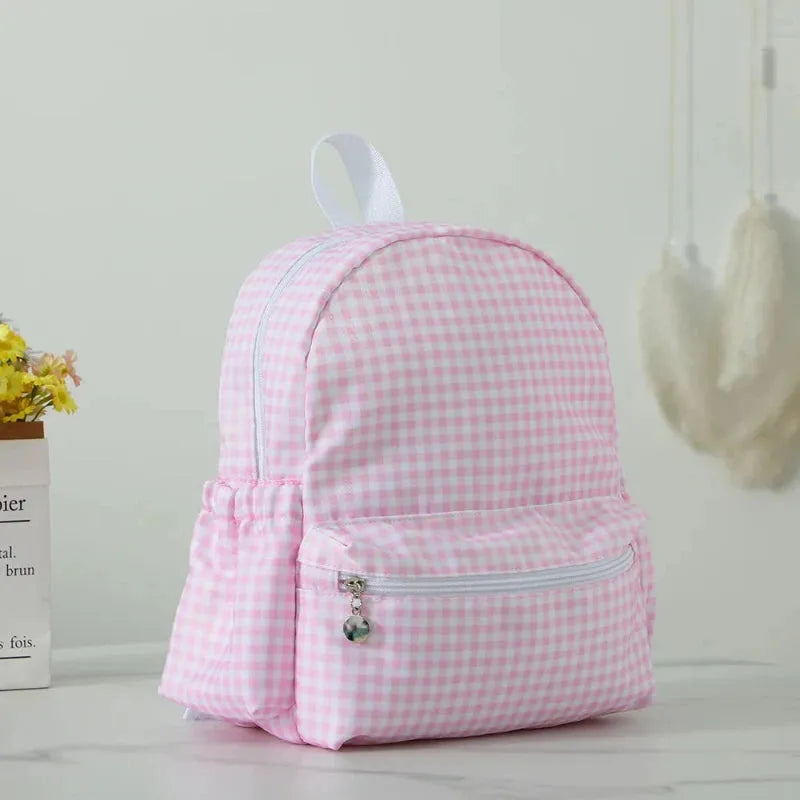 sac carreaux rose princesse