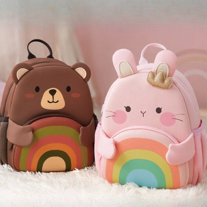  sac à dos bébé crèche fille rainbow rabbit et rainbow bear