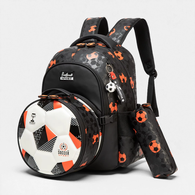 Sac enfant garçon football ensemble 3 pièce vue de face