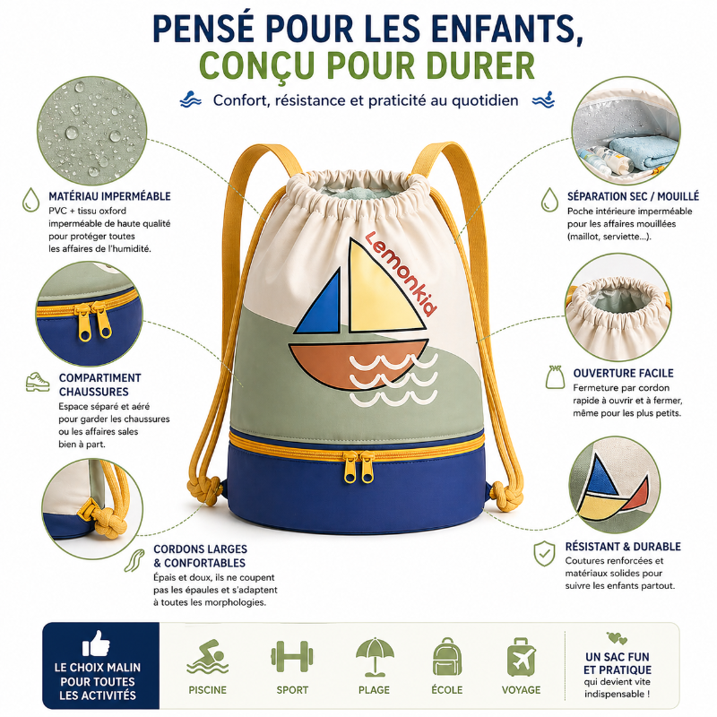 sac piscine enfant fun vert visuel choix 