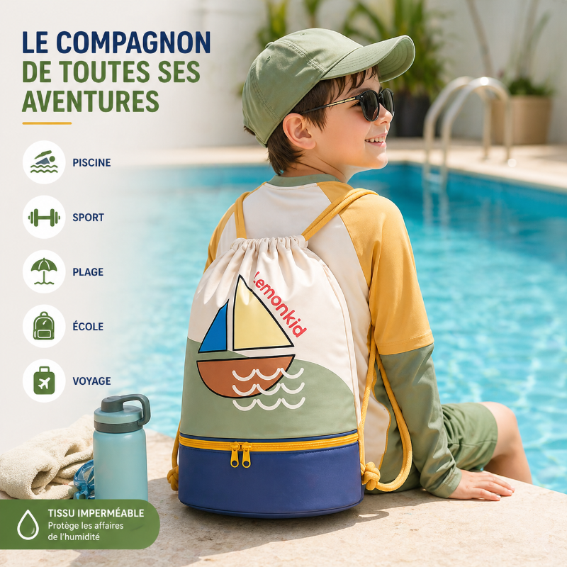 sac piscine enfant fun vert avec enfant 