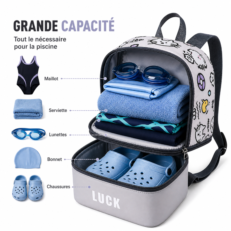 sac piscine enfant gris visuel capacite