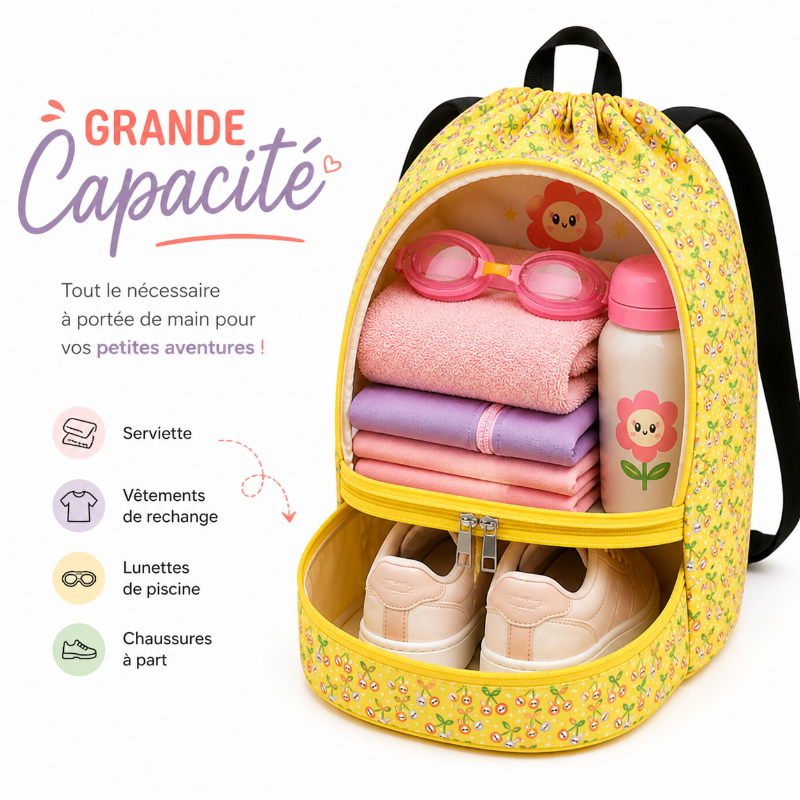 sac piscine enfant motif fleur visuel capacite 