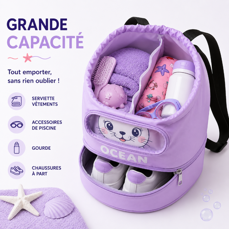 sac piscine enfant motif ocean visuel capacité 