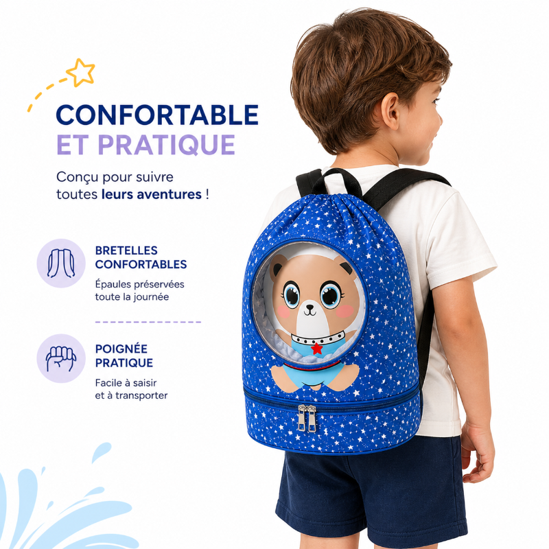 sac piscine enfant ours visuel enfant de dos 