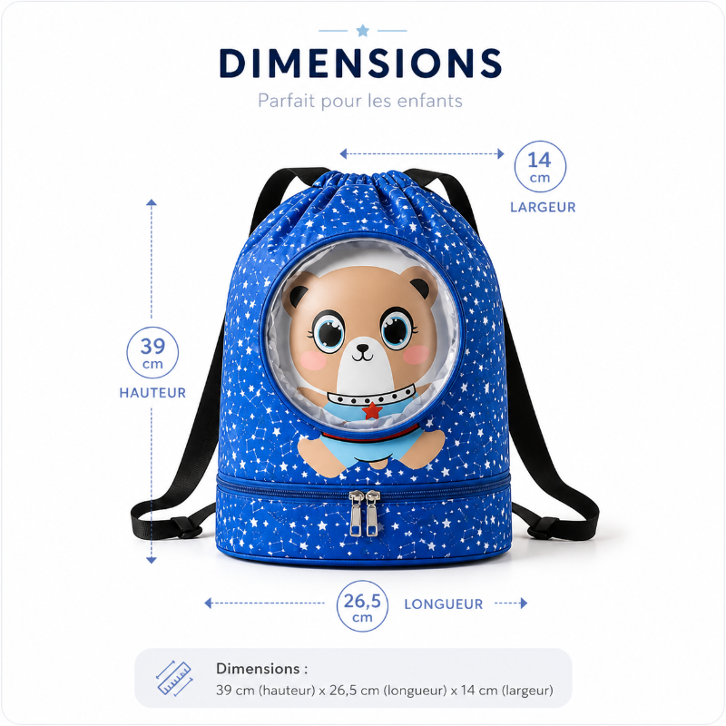 sac piscine enfant ours visuel taille 