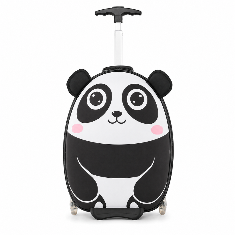 Valise à roulettes enfant panda avec poignée télescopique, vue de face