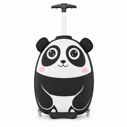 Valise à roulettes enfant panda avec poignée télescopique, vue de face