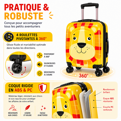 valise cabine enfant motif tigre visuel roulettes 
