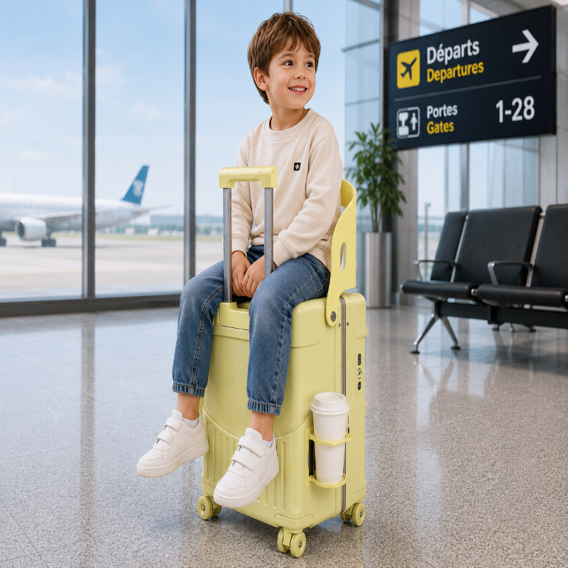 valise enfant avec assise jaune visuel enfant assis 