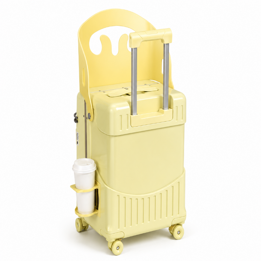 valise enfant avec assise jaune face 