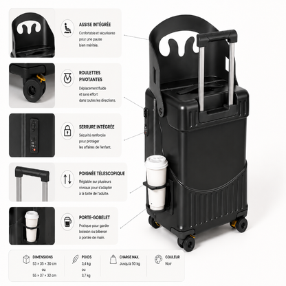 valise enfant avec assise noir visuel detail