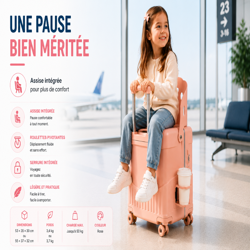valise enfant avec assise rose visuel info