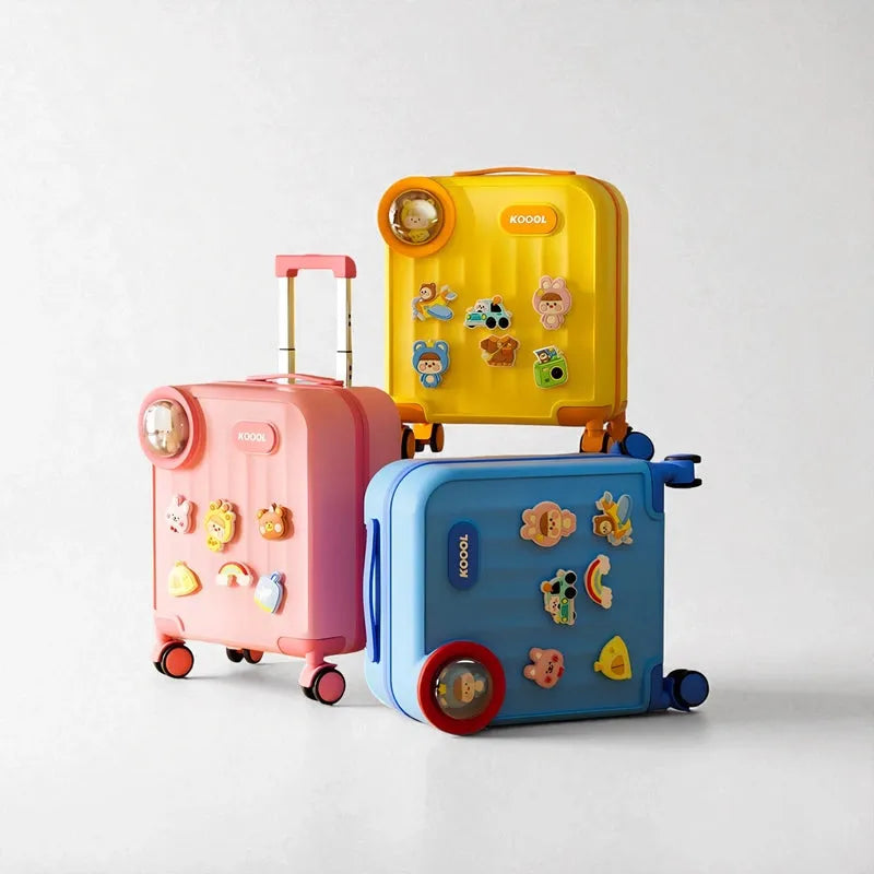valise rose waterproof  jaune et bleu