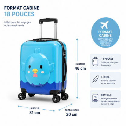 valise roulette enfant oiseau bleu visuel format